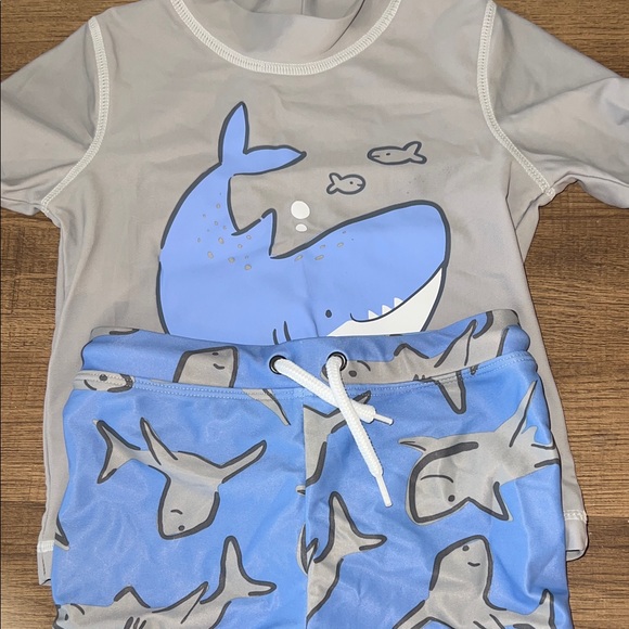 Carter's Gray and Blue Shark Shirt - Picture 3 of 8